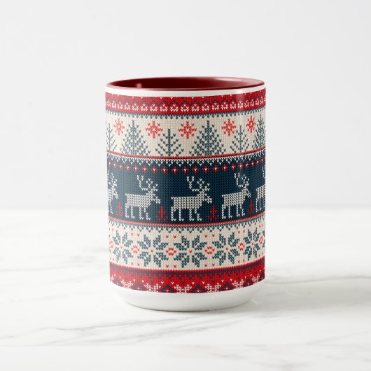 Familie feestdag Faux nit Pattern Noords Thema Mok (Midden)