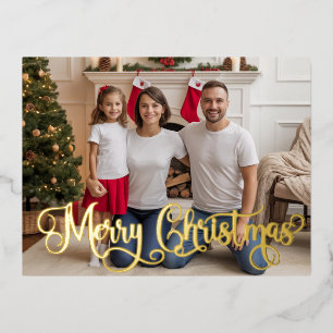 Familie Feestelijke Foto Folie Vakantie, Kerstkaar Feestdagen Briefkaart