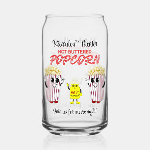 Familie Film Theater Leuke Popcorn Mascots Blikvorm Glas