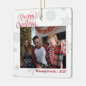 Familie Foto Aangepaste aangepaste tekstvakken Keramisch Ornament (Links)