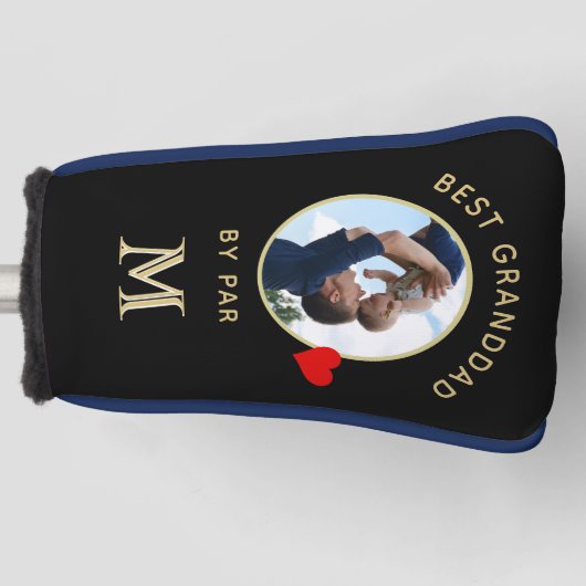 Familie Foto Beste Grootvader Hart Custom Monogram Golfheadcover (Voorkant)