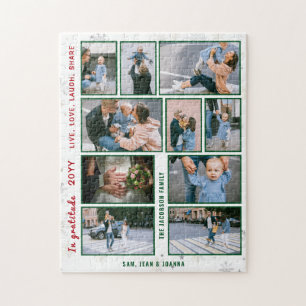 Familie Foto Collage 10 Afbeeldingen Wit Gepersona Legpuzzel
