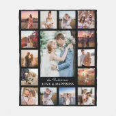 Familie Foto Collage 15 Afbeeldingen + Naam Black Fleece Deken (Voorkant)