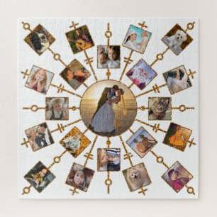 Familie Foto Collage 21 Afbeeldingen White Gold Legpuzzel