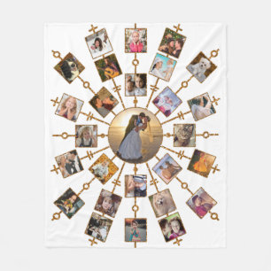 Familie Foto Collage 27 Afbeeldingen  White Gold Fleece Deken