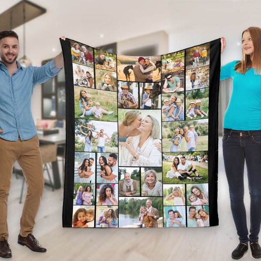 Familie Foto Collage 31 Afbeelding Black Fleece Deken