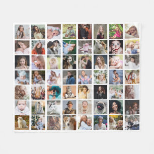 Familie Foto Collage 56 Square Afbeelding Easy Cus Fleece Deken