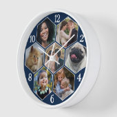 Familie Foto Collage 7 Custom Navy Hexagon Bloem (Hoek)