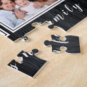 Familie Foto Collage Aangepaste Naam Modern Legpuzzel (Zijkant)