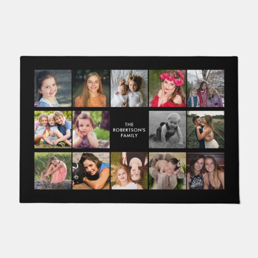 Familie Foto Collage Black Custom Doormat Deurmat (Voorkant)