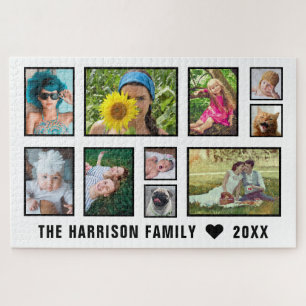 Familie Foto Collage Black en White Custom Easy Legpuzzel