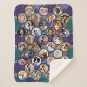 Familie foto Collage Dark Quilt 35 Pic Lg Sm Sherpa Deken