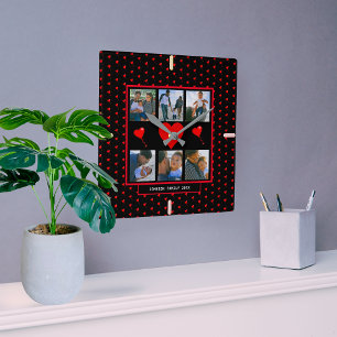 Familie Foto Collage Familie Harde Zwarte Achtergr Vierkante Klok