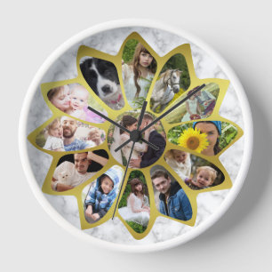 Familie Foto Collage Flower Marble en Gold Easy