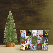 Familie Foto Collage Grid Groen en Rood Kerstmis