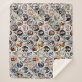 Familie foto collage grijze quilt look 28 stuks sherpa deken (Voorkant)