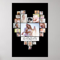 Familie Foto Collage Hart 22 foto's Zwart 20x30