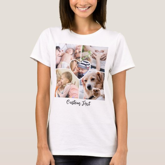 Familie Foto Collage Hart w / Script aangepaste te T-shirt (Voorkant)