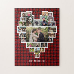 Familie Foto Collage Heart Red Pset 25 Pic Name Legpuzzel