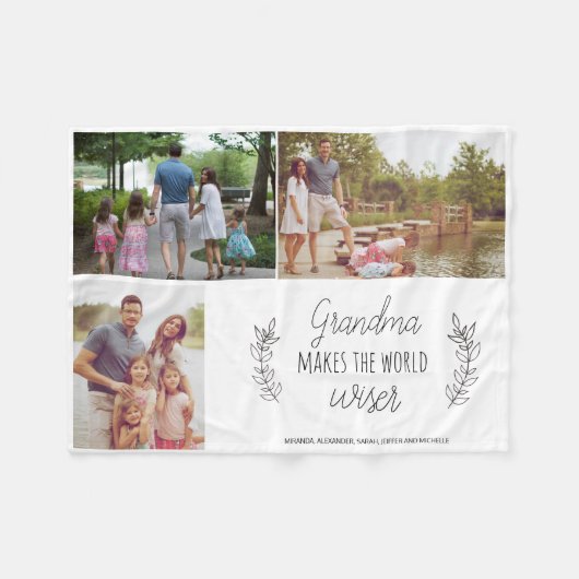 Familie foto collage oma keepsake typografie fleece deken (Voorkant (Horizontaal))