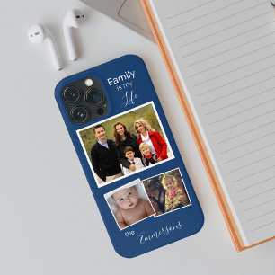 Familie Foto Collage Persoonlijk Blauw iPhone 13 Hoesje