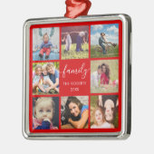 Familie foto Collage Red Custom Ceramic Ornament (Links)