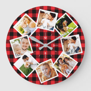 Familie Foto Collage Rustic Farmhouse Buffalo Grote Klok