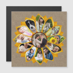 Familie Foto Collage Sunflower Burlap 13 Pics Easy Magnetische Uitnodiging