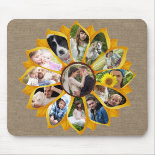 Familie Foto Collage Sunflower Burlap 13 Pics Easy Muismat