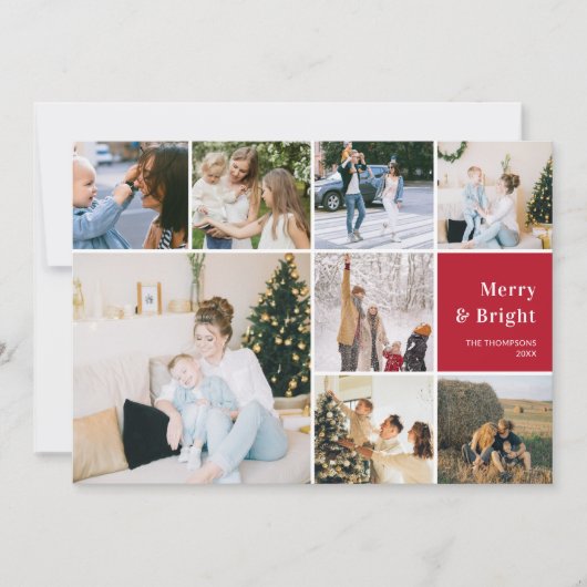 Familie Foto Collage Vrolijk en helder Kerstmis Ho Feestdagenkaart (Voorkant)