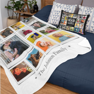 Familie Foto Collage White Huge Fleece Blanket
