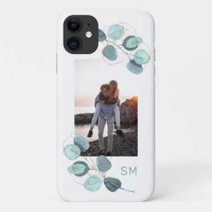 Familie Foto Eucalyptus Botanische monogrammen iPhone 11 Hoesje