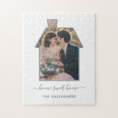 Familie Foto House Shape Housewarming Weddenschap Legpuzzel (Verticaal)