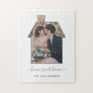 Familie Foto House Shape Housewarming Weddenschap  Legpuzzel