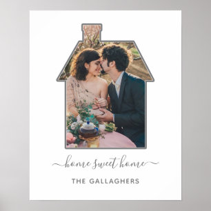 Familie Foto House Shape Housewarming Weddenschap  Poster