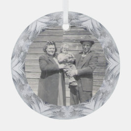 Familie Foto Kaleidoscope Snowflake Border Glas Ornament