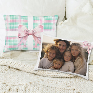 Familie Foto Kerstcadeau pastel roze Accent Kussen