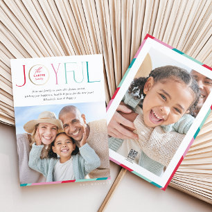 FAMILIE FOTO modern serif typografie JOYFUL-kleur Feestdagenkaart