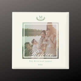 Familie foto monogram Kerstcadeau chique Magneet