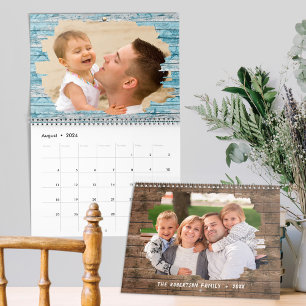Familie Foto Rustiek Hout 2024 Kalender