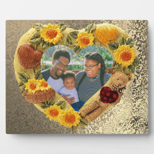 Familie Foto zonnebloemen Beer Earthy Heart Lijst Fotoplaat