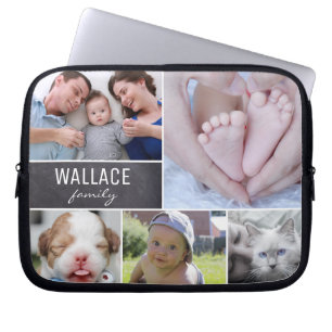  Familie fotocollage Chalkboard Laptop Sleeve