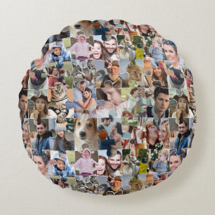 Familie Fotocollage Custom 24 Pic Puzzel Vorm Rond Kussen