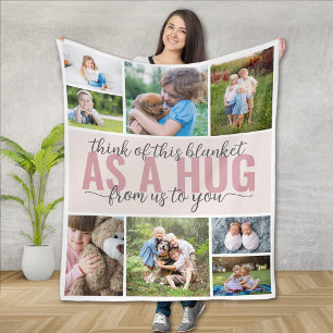 Familie Foto's Collage Hug van ons naar u Fleece Deken