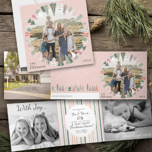 Familie Foto's Kerstbomen Trifold Vakantie Kaart