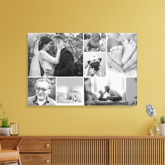 Familie galerie collage Zwart-wit Foto's Canvas Afdruk (Insitu (Woonkamer))