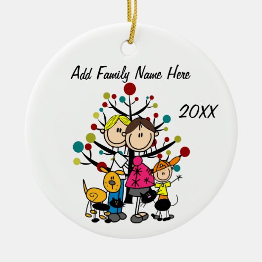 Familie Gepersonaliseerd kerstversiering Keramisch Ornament (Voorkant)