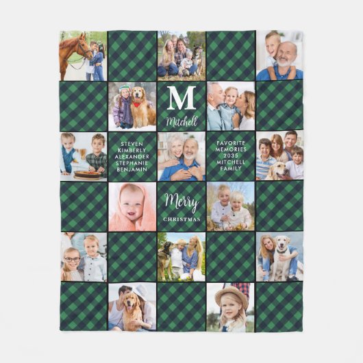 Familie Gepersonaliseerde Foto Collage Patchwork P Fleece Deken (Voorkant)