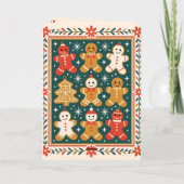 Familie Gingerbread Man Vrolijk kerstfeest Kaart (Achterkant)