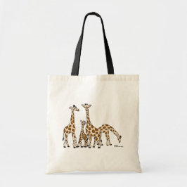 Familie Giraffe in bruine en beige Canvas tas